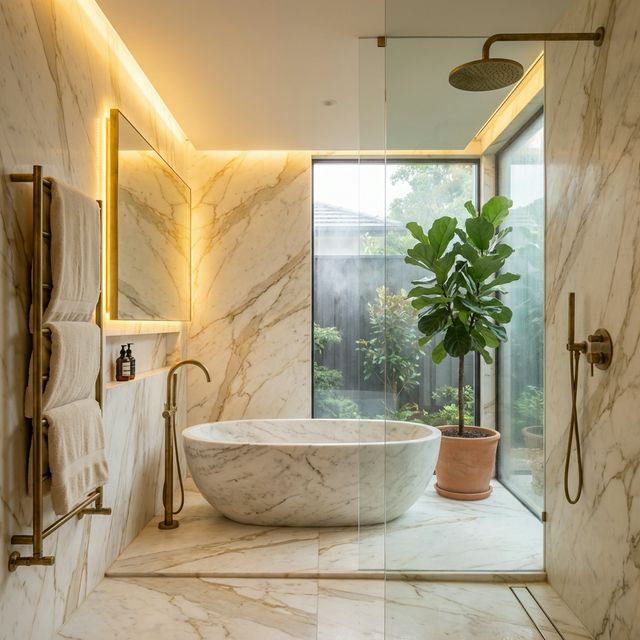 Spa bathroom connected to bedroom